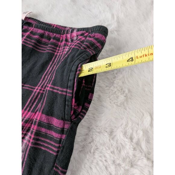 Victorias‎ Secret Shimmer Cotton Flannel Long Sleeve Pajama Set Black Pink Plaid - Picture 8 of 13